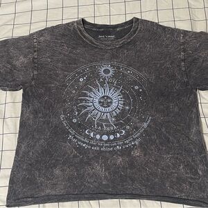 Black Graphic T-Shirt with Sun and Moon Design
